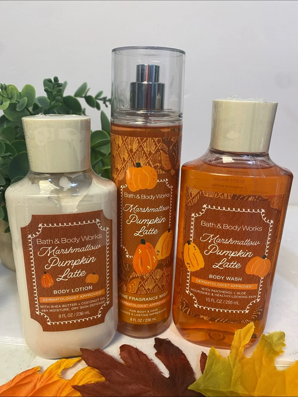 “Marshmallow Pumpkin Latte” Bath & Body Works New 3-Pc Set